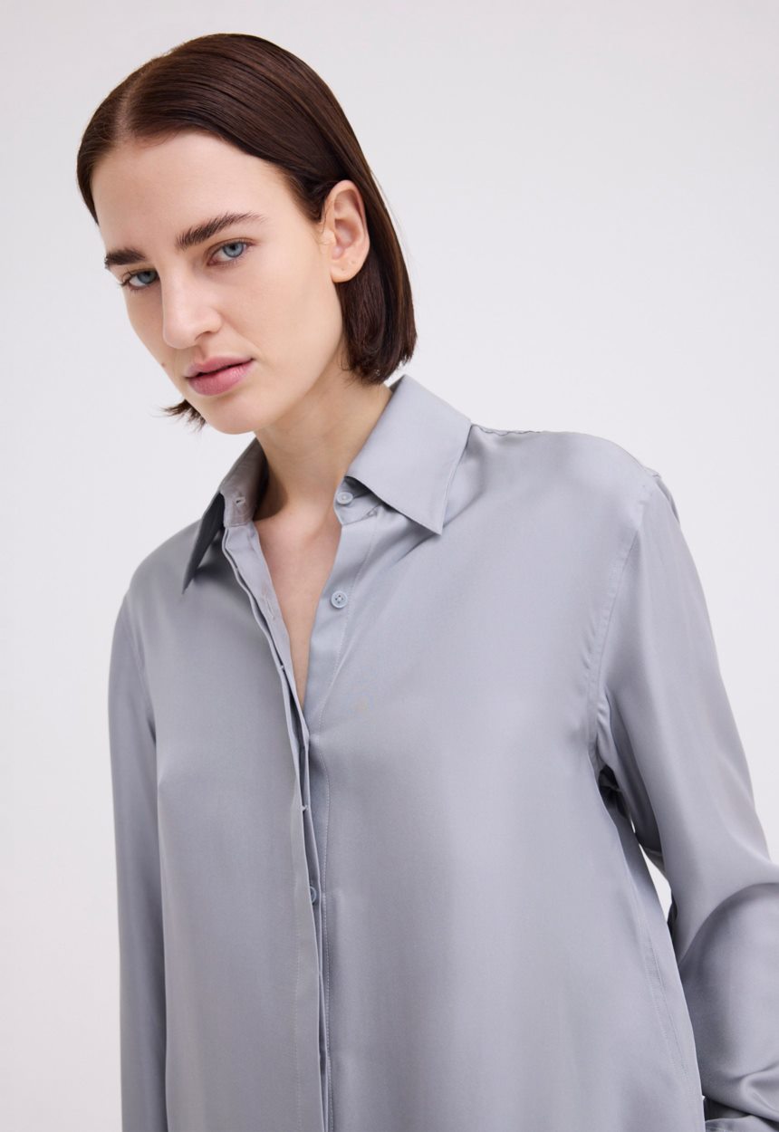 Jac + Jack Iver Silk Twill Shirt - Oxide Grey